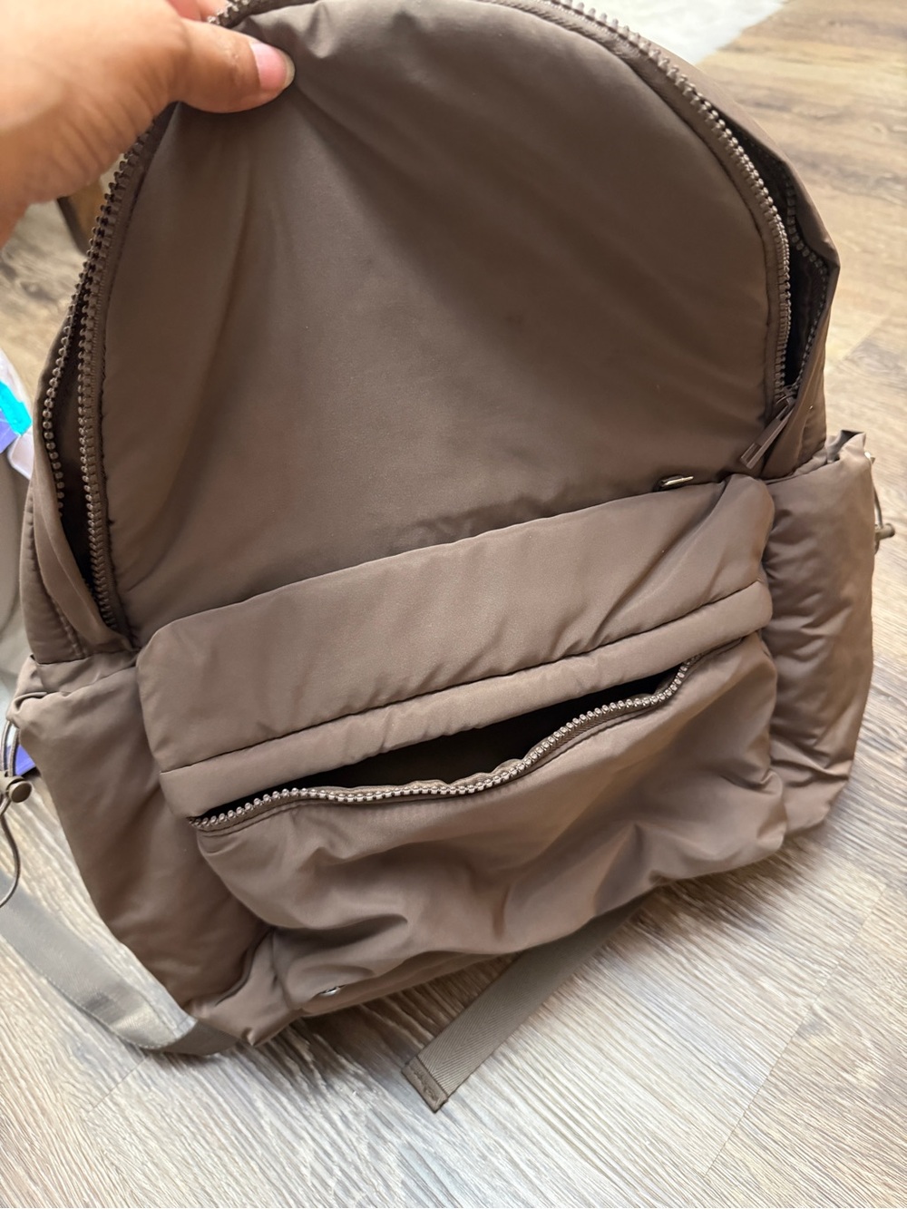 Taupe Nylon Backpack - Casual Everyday Bag